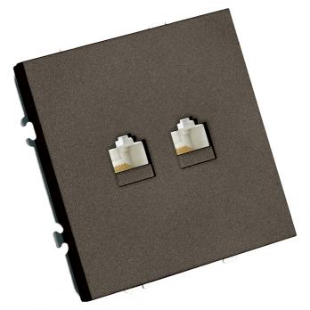 Розетка компьютерная 2-местная RJ-45 (механизм), STEKKER, серия Эмили, RST00-5111-09, антрацит, soft touch