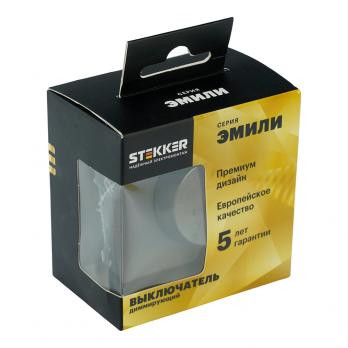 Выключатель диммирующий (механизм), STEKKER, 250В, 500W, серия Эмили, RSW10-5106-10, платиново-серый, soft touch