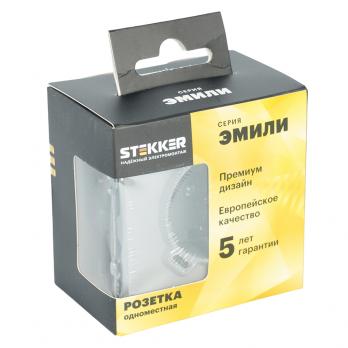 Розетка 1-местная з/ш с/з 16А + USB + Type C (механизм), Stekker, 250В, 20W, серия Эмили, платиново-серый, soft-touch, RST16-5119-10