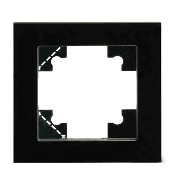 Рамка 1-местная для сенсорных механизмов, подсветки, стекло, STEKKER, GFR00-7001-05S, серия Катрин, черный