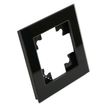 Рамка 1-местная для сенсорных механизмов, подсветки, стекло, STEKKER, GFR00-7001-05S, серия Катрин, черный