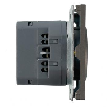 Розетка 1-местная з/ш с/з 16А + USB + Type C (механизм), STEKKER, 250В, 20W, серия Эмили, RST16-5119-09, антрацит, soft touch