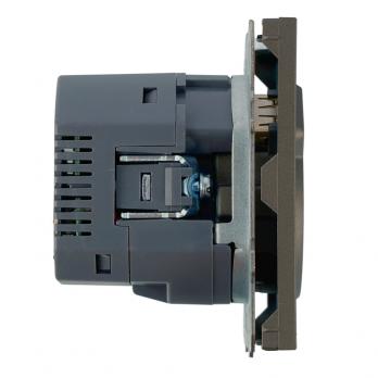 Розетка 1-местная з/ш с/з 16А + USB + Type C (механизм), STEKKER, 250В, 20W, серия Эмили, RST16-5119-09, антрацит, soft touch