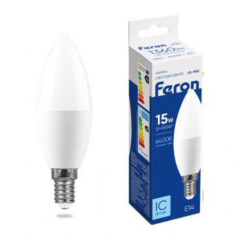 Лампа светодиодная Feron LB-980 Свеча E14 15W 175-265V 6400K
