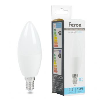 Лампа светодиодная Feron LB-980 Свеча E14 15W 175-265V 6400K