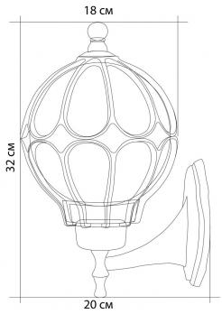 Светильник садово-парковый Feron PL3701  круглый на стену вверх 60W 230V E27, черное золото