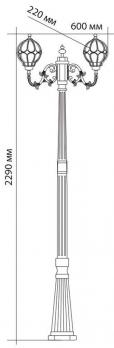 Светильник садово-парковый Feron PL3808 столб круглый 2*60W 230V E27, черное золото
