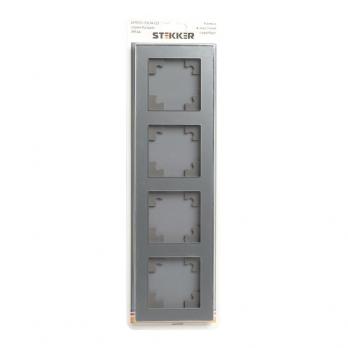 Рамка горизонтальная 4-местная, STEKKER, GFR00-7004-03, серия Катрин, серебро