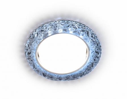 Встраиваемый точечный светильник GX53 с LED подсветкой G308 CL/CLD хром/прозрачный GX53+3W(LED COLD) Ambrella light