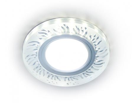 Встраиваемый точечный светильник с LED подсветкой S217 CL/FR прозрачный/матовый GU5.3+3W(LED WHITE) D90*25 Ambrella light