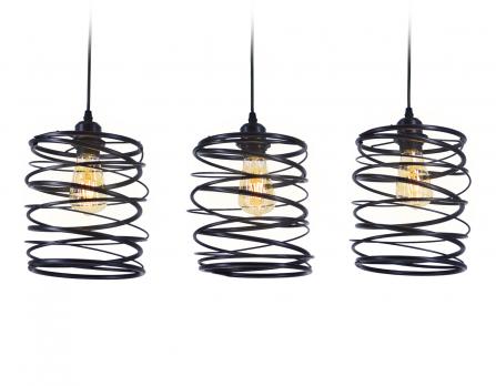 Подвесной светильник в стиле лофт TR8403/3 BK черный E27/3 max 60W 720*180*1000 Ambrella light