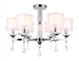 Подвесная люстра с хрусталем TR4533/6 CH/WH хром/белый E14/6 max 40W D700*560 Ambrella light