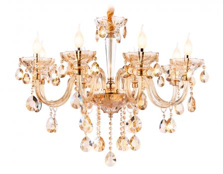 Подвесная люстра с хрусталем TR4907/8 GD/TI золото/янтарь E14/8 max 40W D760*639 Ambrella light