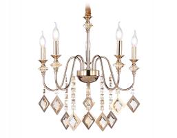 Подвесная люстра с хрусталем TR4955/5 FGD/TI золото/янтарь E14*5 max 40W D560*595 Ambrella light