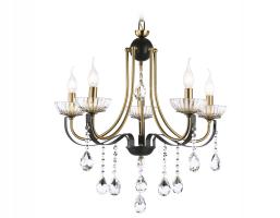 Подвесная люстра с хрусталем TR4952/5 BK/GD/CL черный/золото/прозрачный E14*5 max 40W D620*670 Ambrella light