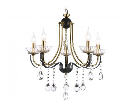 Подвесная люстра с хрусталем TR4952/5 BK/GD/CL черный/золото/прозрачный E14*5 max 40W D620*670 Ambrella light