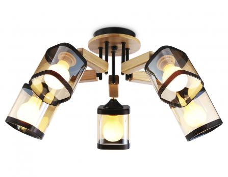 Подвесная люстра TR9529/5 BK/GD/TI черный/золото/янтарь E27*5 max 40W D670*260 Ambrella light