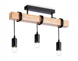 Подвесной светильник в стиле лофт TR8182/3 BK/LW черный/светлое дерево E27*3 max 40W 500*50*420 Ambrella light