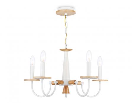 Светильник подвесной TR9592/5 WH/LW белый/светлое дерево E14/5 max 40W D555*660 Ambrella light
