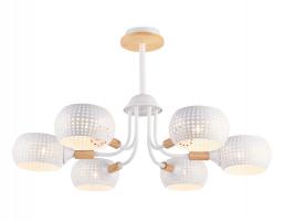 Светильник подвесной TR80166/6 WH/LWD белый/светлое дерево E14/6 max 40W D690*370 Ambrella light